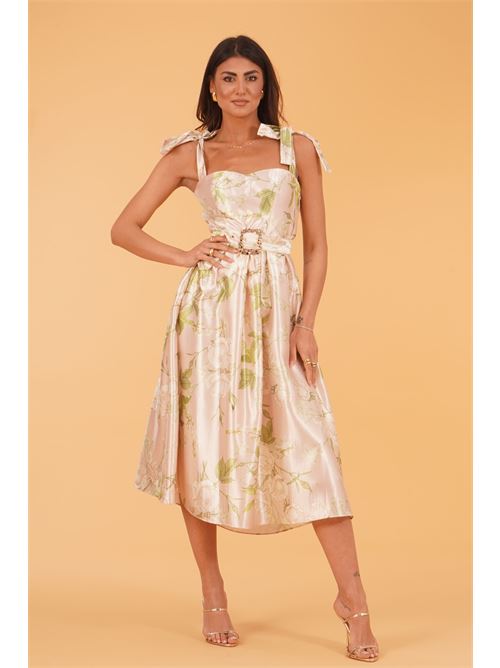 Abito in raso fantasia twins fantasy | T4854BEIGE